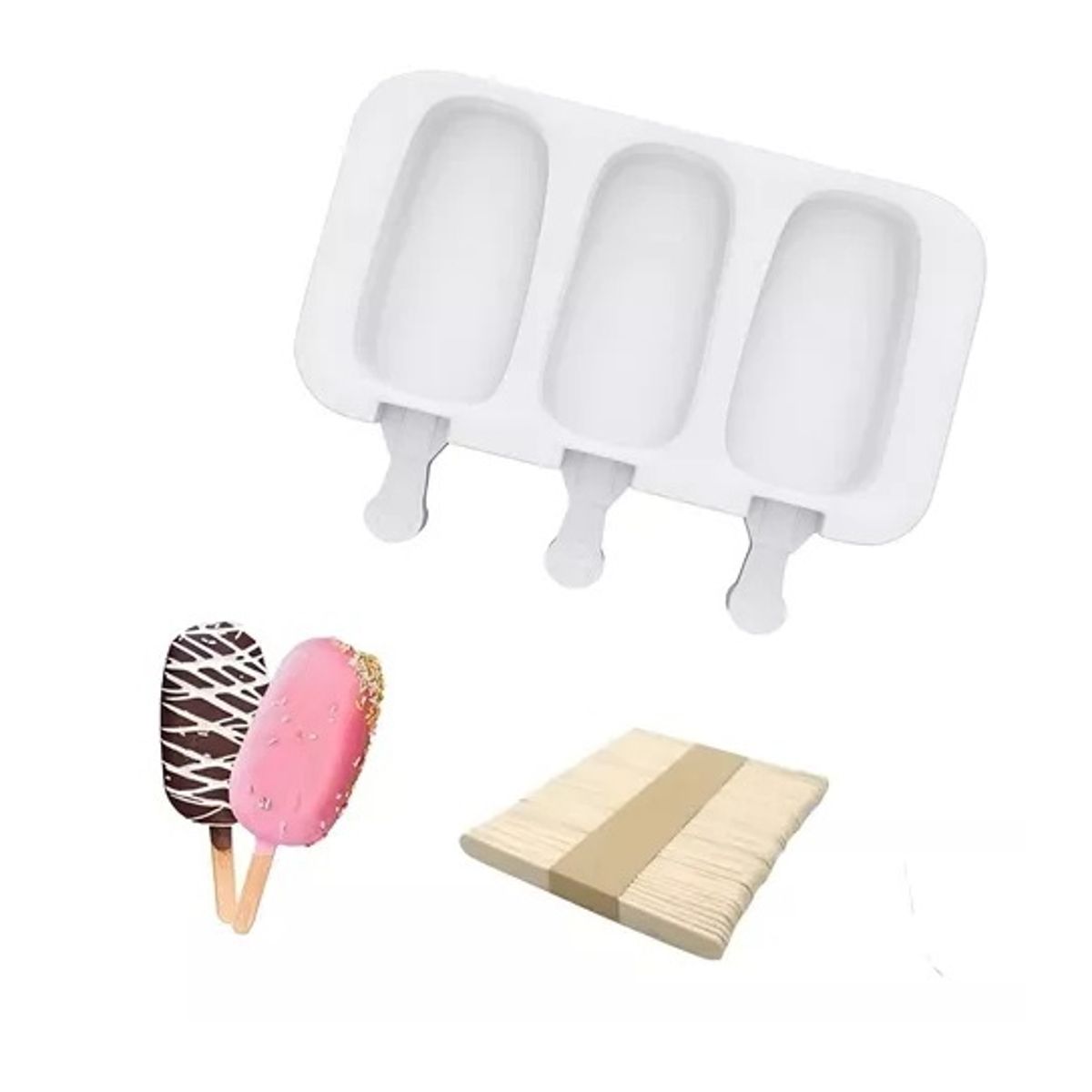 GENERICO - Molde Helado Silicona Molde Silicona Molde Para Helados 3cav.