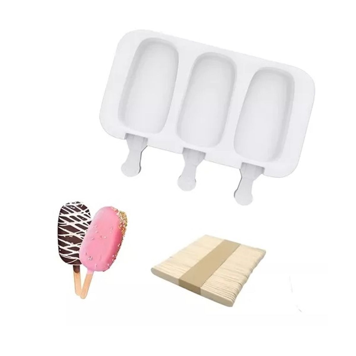 GENERICO - Molde Helado Silicona Molde Silicona Molde Para Helados 3cav.