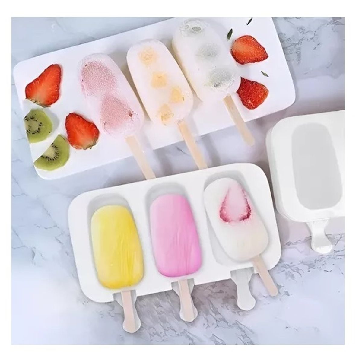 GENERICO - Molde Helado Silicona Molde Silicona Molde Para Helados 3cav.