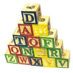 OEM - Cubo 15 Piezas Madera Letras Números