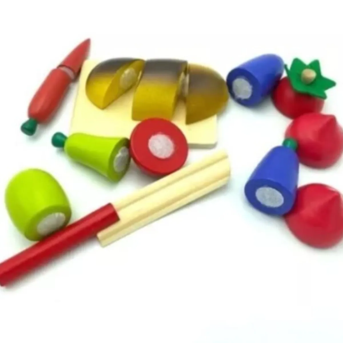 OEM - Corta Frutas De Madera Con Velcro Juguete Didactico 8 Pzas