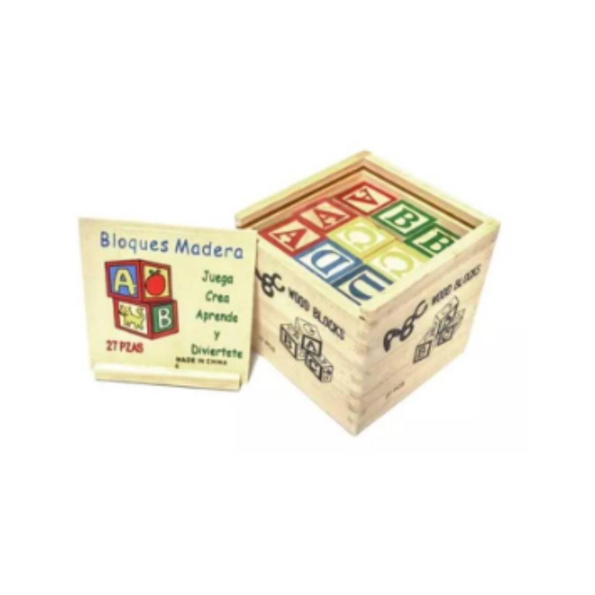 OEM - Cubo De Madera 27 Piezas Juguete Didactico Letras Y Numero