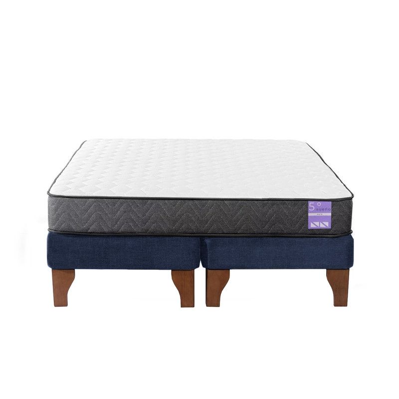 5 SUEÑO - Cama Europea King 180x200 cm Base Colchón Madera Azul