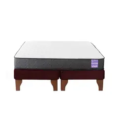 5 SUEÑO - Cama Europea King 180x200 cm Base Colchón Madera Burdeo
