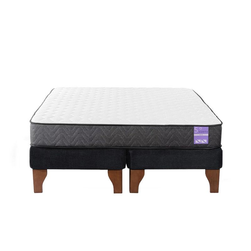 5 SUEÑO - Cama Europea King 180x200 cm Base Colchón Madera Negro
