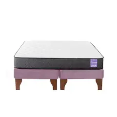 5 SUEÑO - Cama Europea King 180x200 cm Base Colchón Madera Rosado