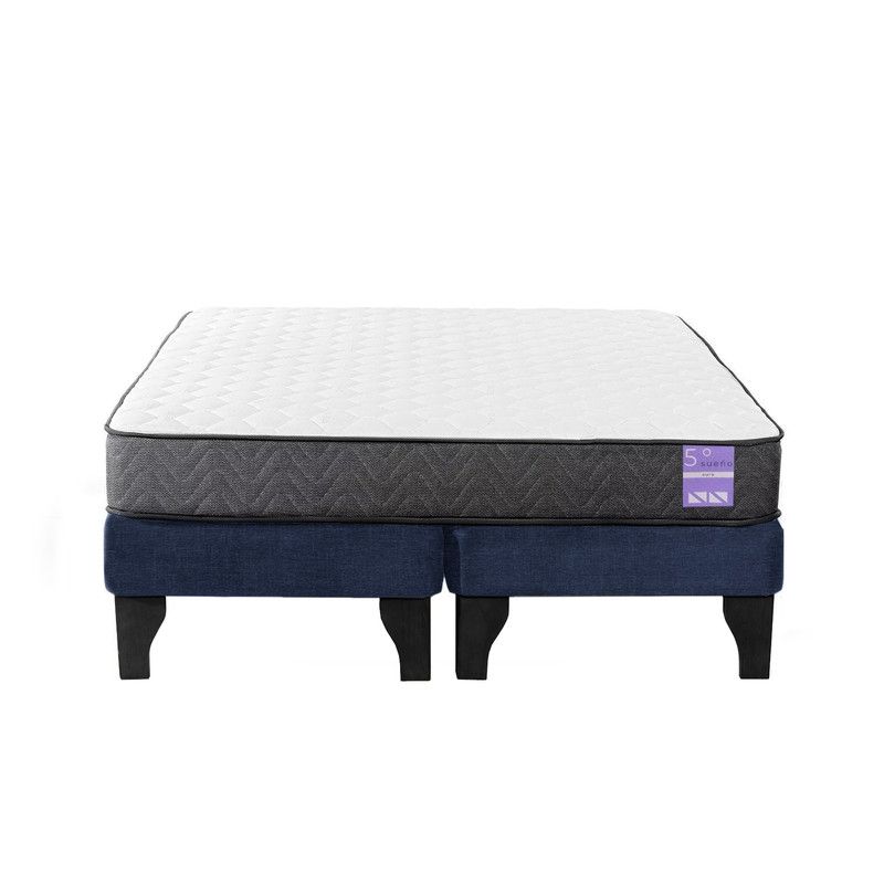 5 SUEÑO - Cama Europea King 180x200 cm Base Colchón Negro Azul