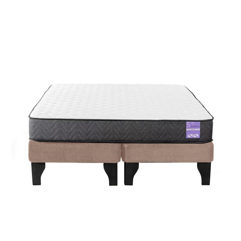 5 SUEÑO - Cama Europea King 180x200 cm Base Colchón Negro Beige