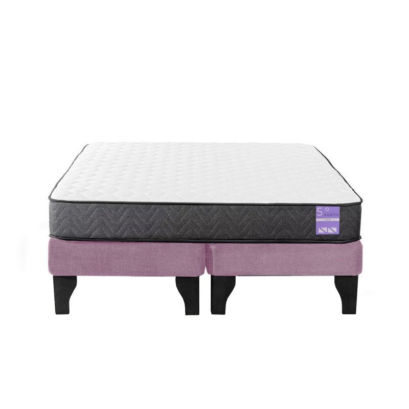 5 SUEÑO - Cama Europea King 180x200 cm Base Colchón Negro Rosado