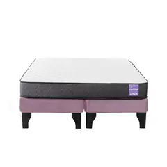 5 SUEÑO - Cama Europea King 180x200 cm Base Colchón Negro Rosado