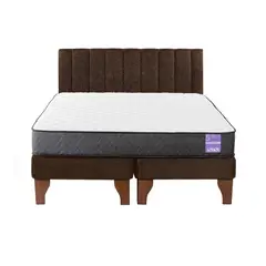 5 SUEÑO - Cama Europea King  Respaldo Tubular Madera Café