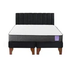 5 SUEÑO - Cama Europea King  Respaldo Tubular Madera Negro
