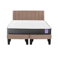 5 SUEÑO - Cama Europea King  Respaldo Tubular Negro Beige