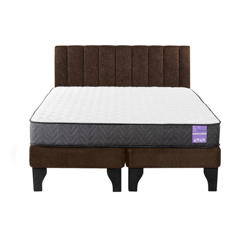5 SUEÑO - Cama Europea King  Respaldo Tubular Negro Café