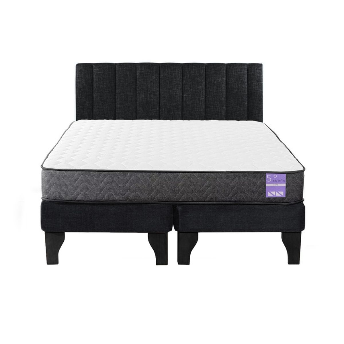 5 SUEÑO - Cama Europea King  Respaldo Tubular Negro