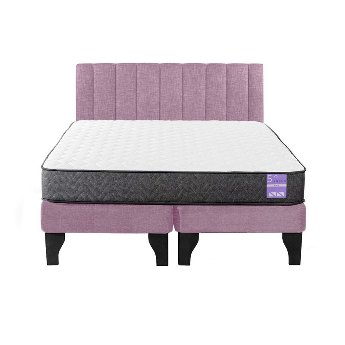 5 SUEÑO - Cama Europea King  Respaldo Tubular Negro Rosado