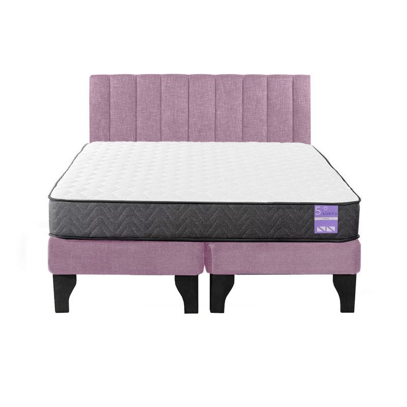 5 SUEÑO - Cama Europea King  Respaldo Tubular Negro Rosado