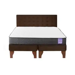 5 SUEÑO - Cama Europea King  Respaldo Capitoné Madera Café