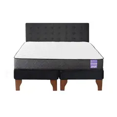 5 SUEÑO - Cama Europea King  Respaldo Capitoné Madera Negro