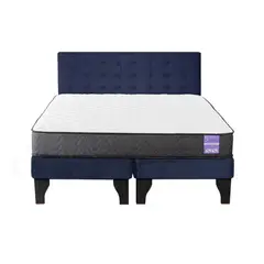 5 SUEÑO - Cama Europea King Respaldo Capitoné Negro Azul