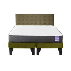 5 SUEÑO - Cama Europea King Respaldo Capitoné Negro Verde