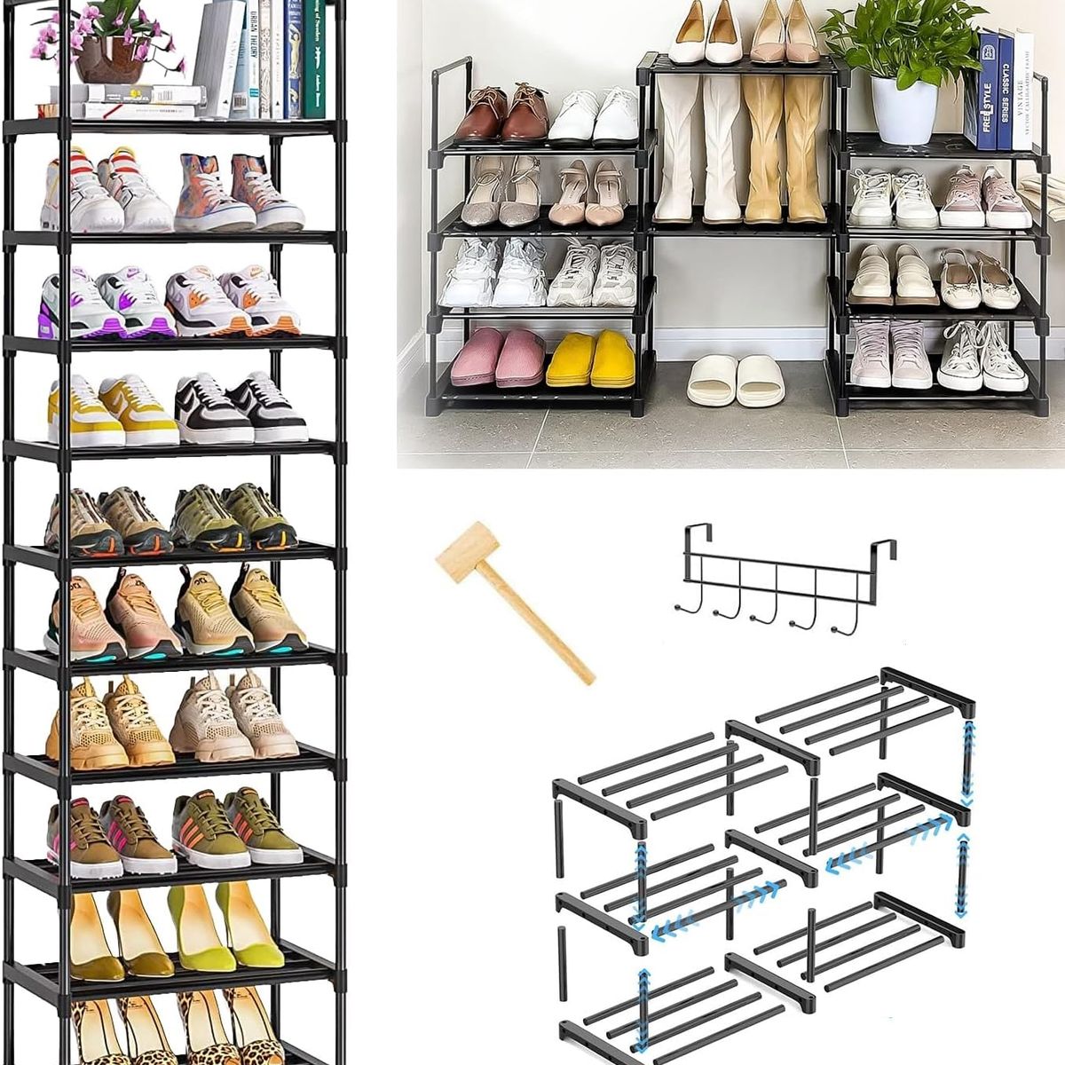 BLUEDREAMER - Zapatero de 10 capas combinación libre de zapatero apilable.