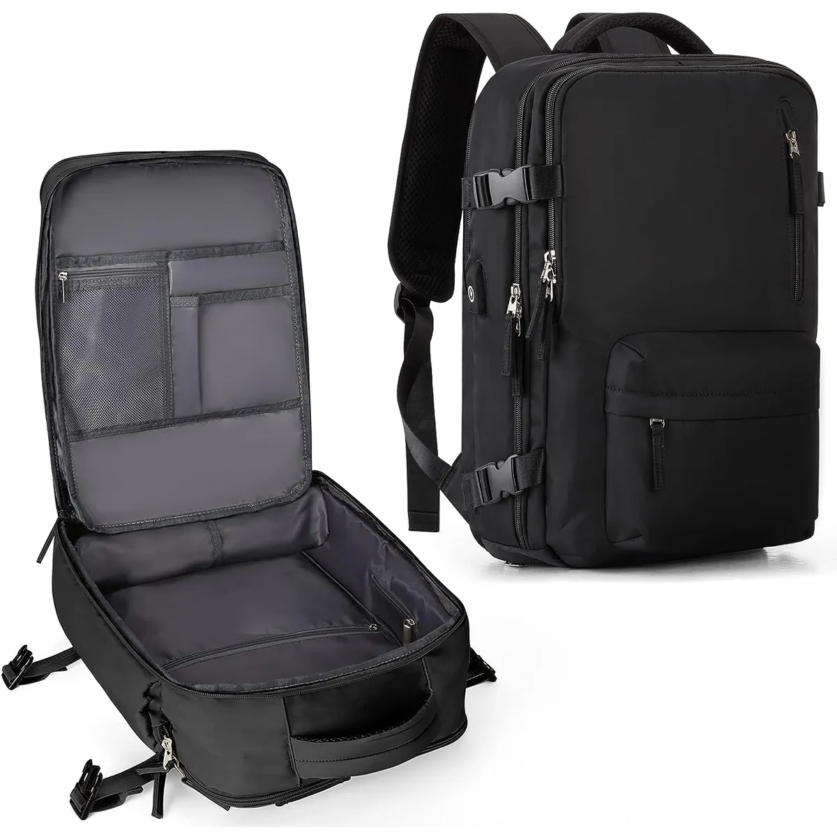 WELDMON - mochila viajecon Puerto de USB y Zapato Compartimentonegro