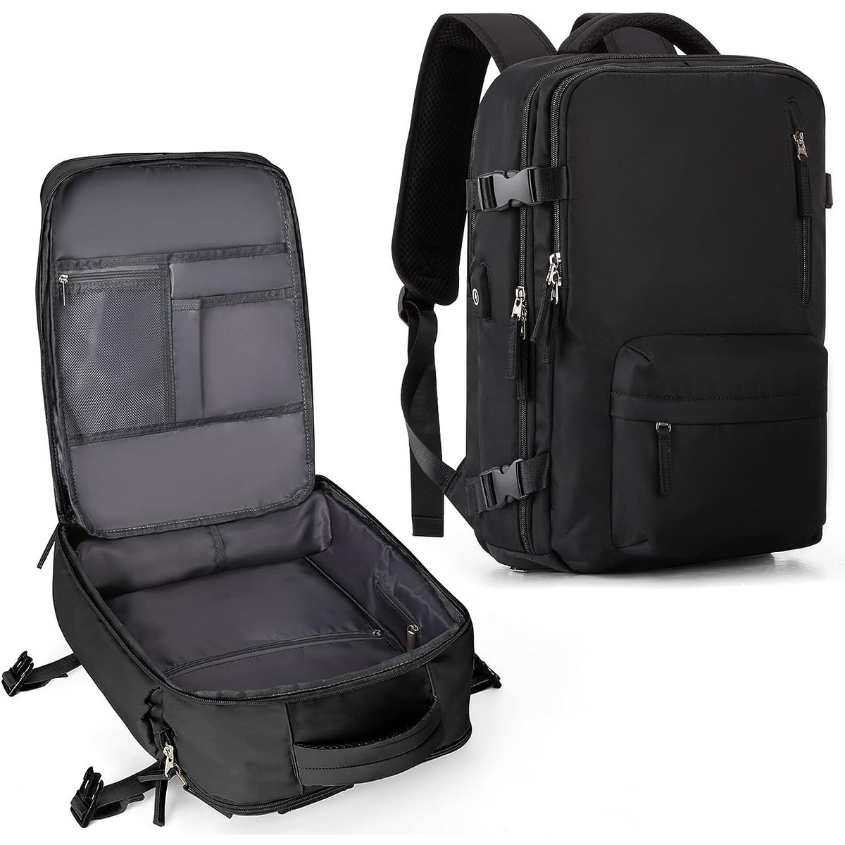 WELDMON - mochila viajecon Puerto de USB y Zapato Compartimentonegro