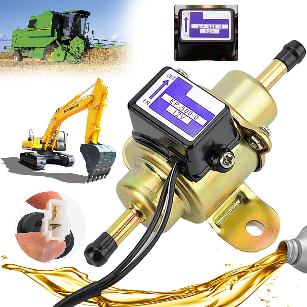 EDWINAYY - Excavadora Cosechadora Bomba Decombustible Bomba Externa 12v