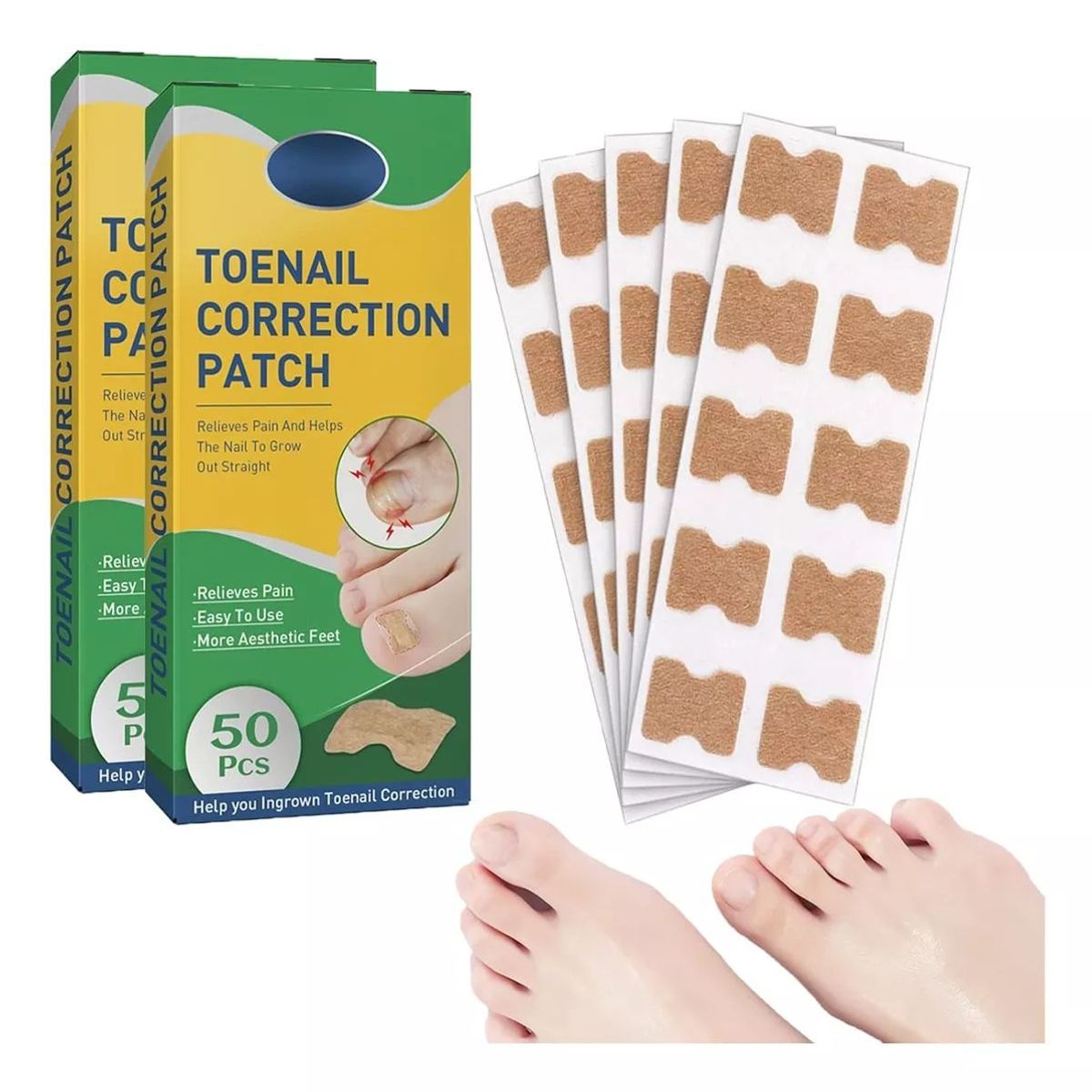 KUANGYE - 100 Parches Correctores De Uña Encarnados