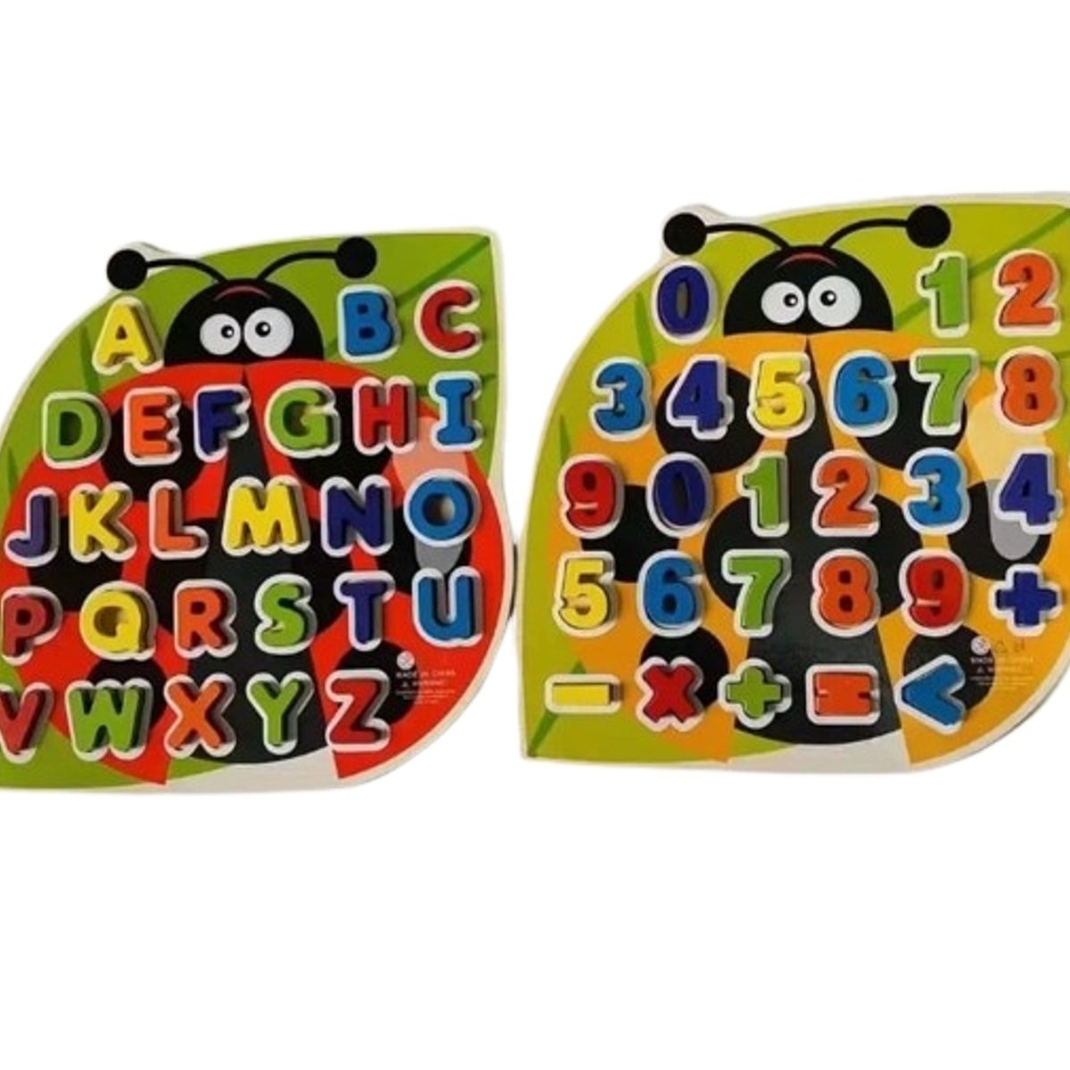 GENERICO - Set 2 tablas didactico madera letras + numeros abeja