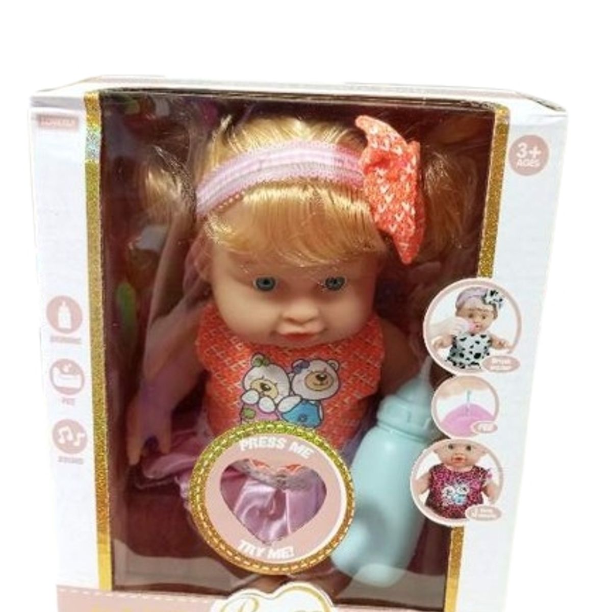 GENERICO - Juguete bebe muñeca con mamadera 25cm