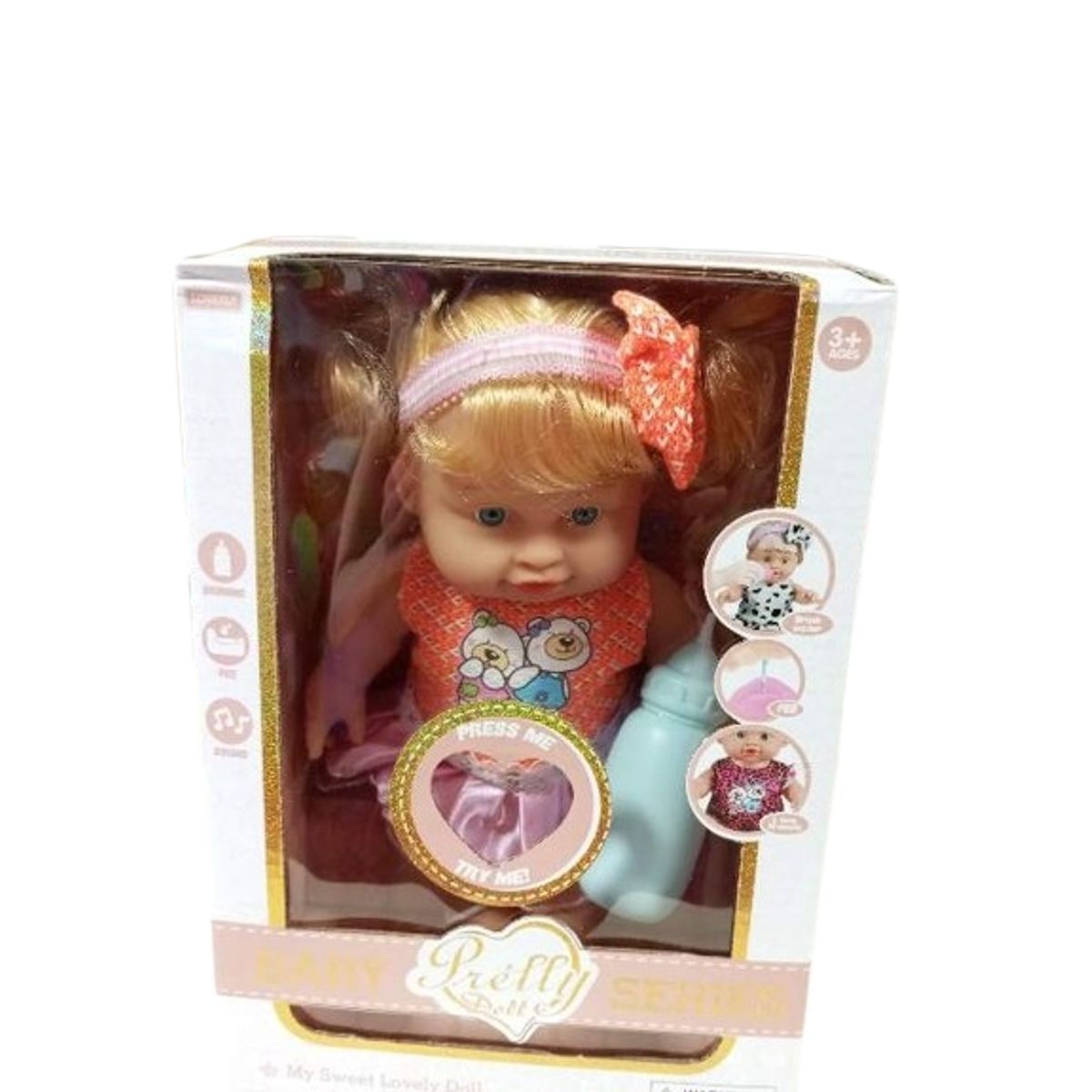 GENERICO - Juguete bebe muñeca con mamadera 25cm