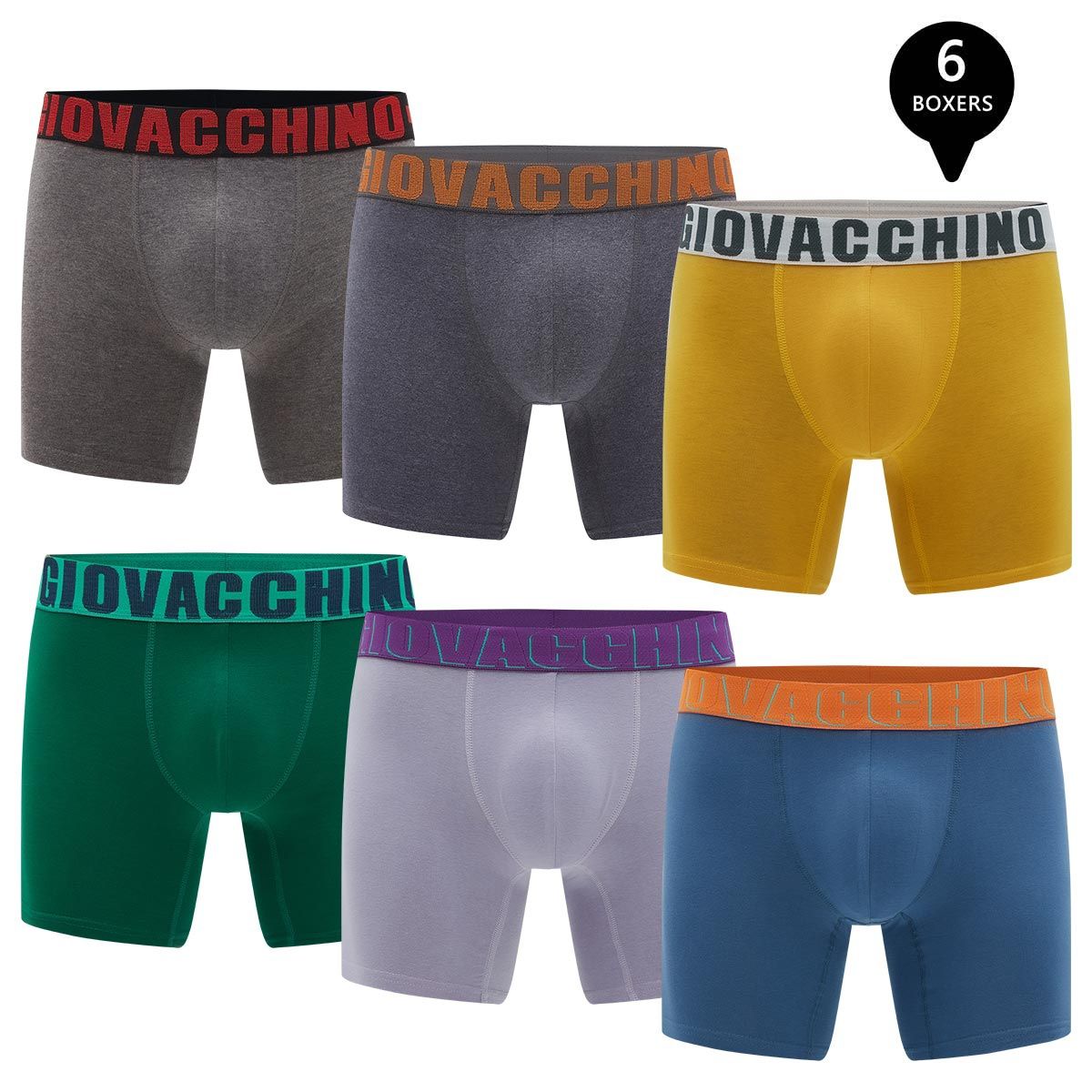 GIOVACCHINO - Pack de 6 Boxer Medio Algodon Hombre.