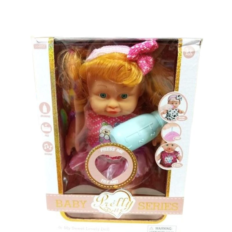 GENERICO - Juguete bebe muñeca con mamadera 25cm