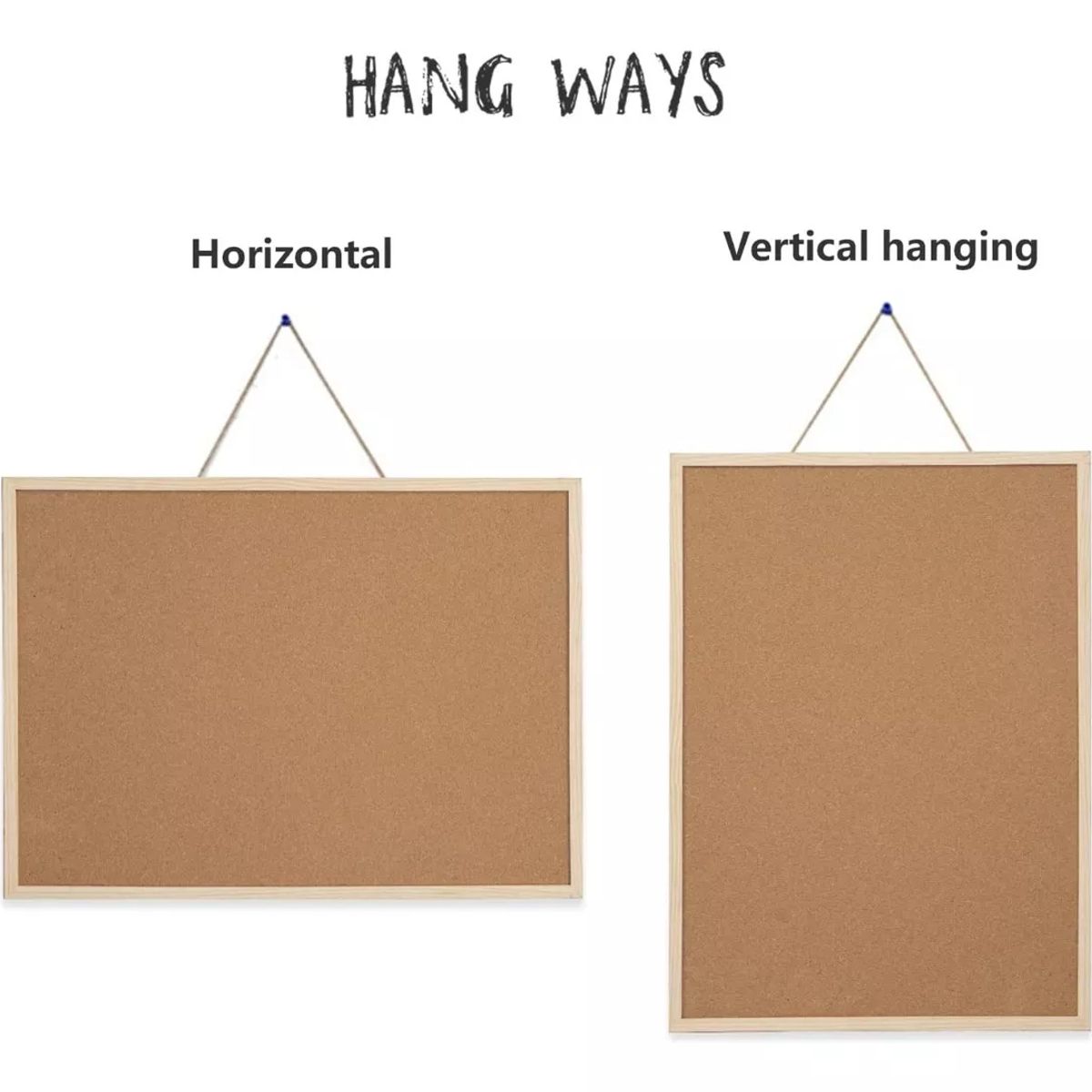 GENERICO - Pizarra Corcho 40 X 60 Borde Madera Resistente + Fijadores