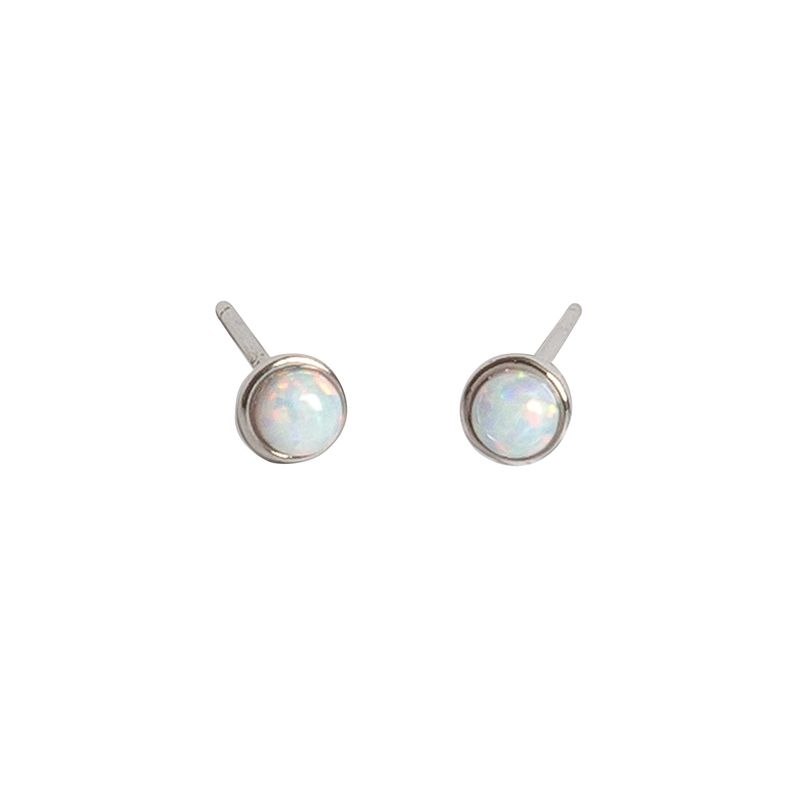 GENERICO - Aros Puntitos Ópalo Blancos, plata 925 - Azul Zafira