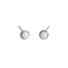GENERICO - Aros Puntitos Ópalo Blancos, plata 925 - Azul Zafira