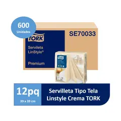 TORK - Servilleta De Papel Tipo Tela Linstyle Crema 12x50un
