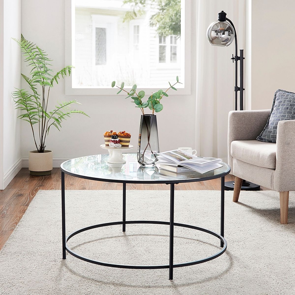 VASAGLE - Mesa de centro vidrio Black premium