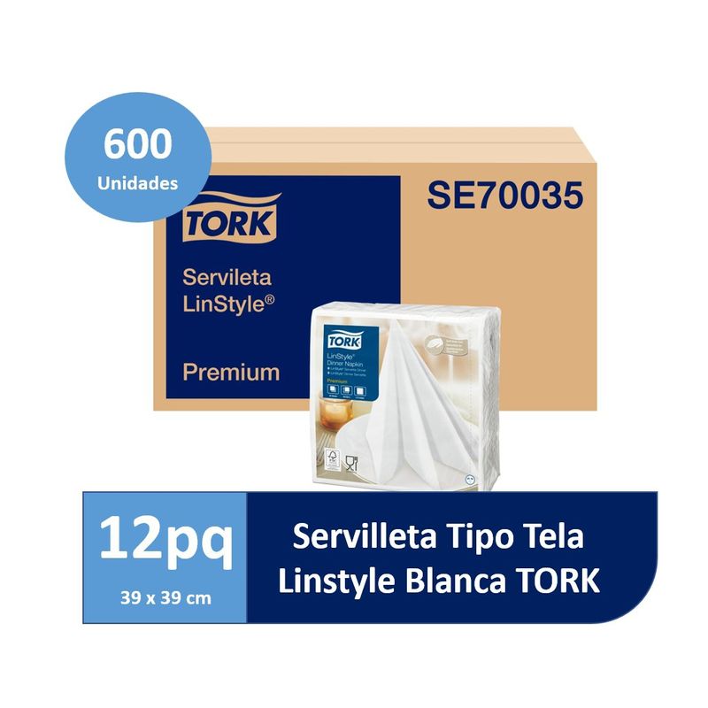 TORK - Servilleta De Papel Tipo Tela Tork Linstyle Blanca 12x50un