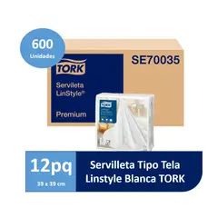 TORK - Servilleta De Papel Tipo Tela Linstyle Blanca 12x50un