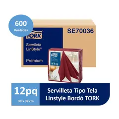 TORK - Servilleta De Papel Tipo Tela Linstyle Bordo 12x50un