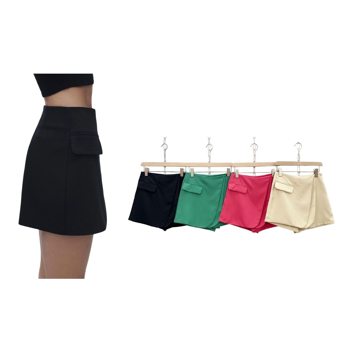 GARSIL - Mini Falda Short Para Mujer - Cierre Lateral - Tiro Alto