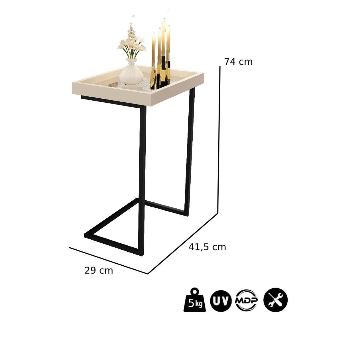 BE DESIGN - MESA AUXILIAR LUXOR PERLA - BE DESIGN - JB4774-PE
