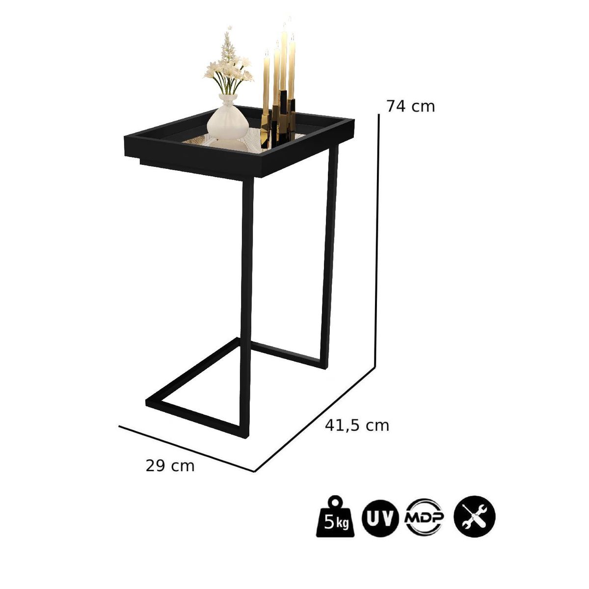 BE DESIGN - MESA AUXILIAR LUXOR NEGRO - BE DESIGN - JB4774-NG