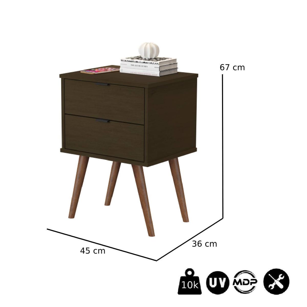 BE DESIGN - Velador Canela Luxor 2 Cajones