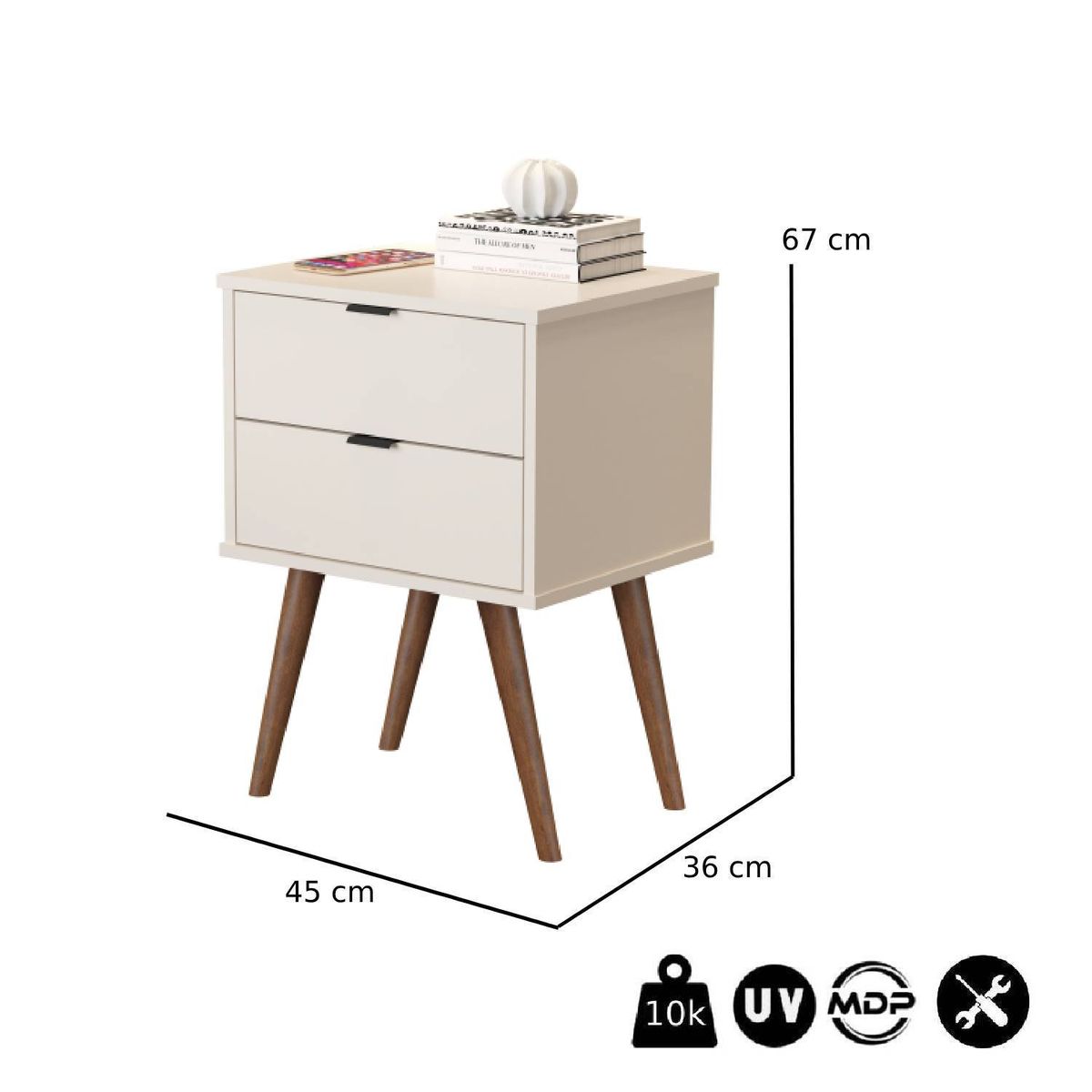 BE DESIGN - Velador Perla Luxor 2 Cajones