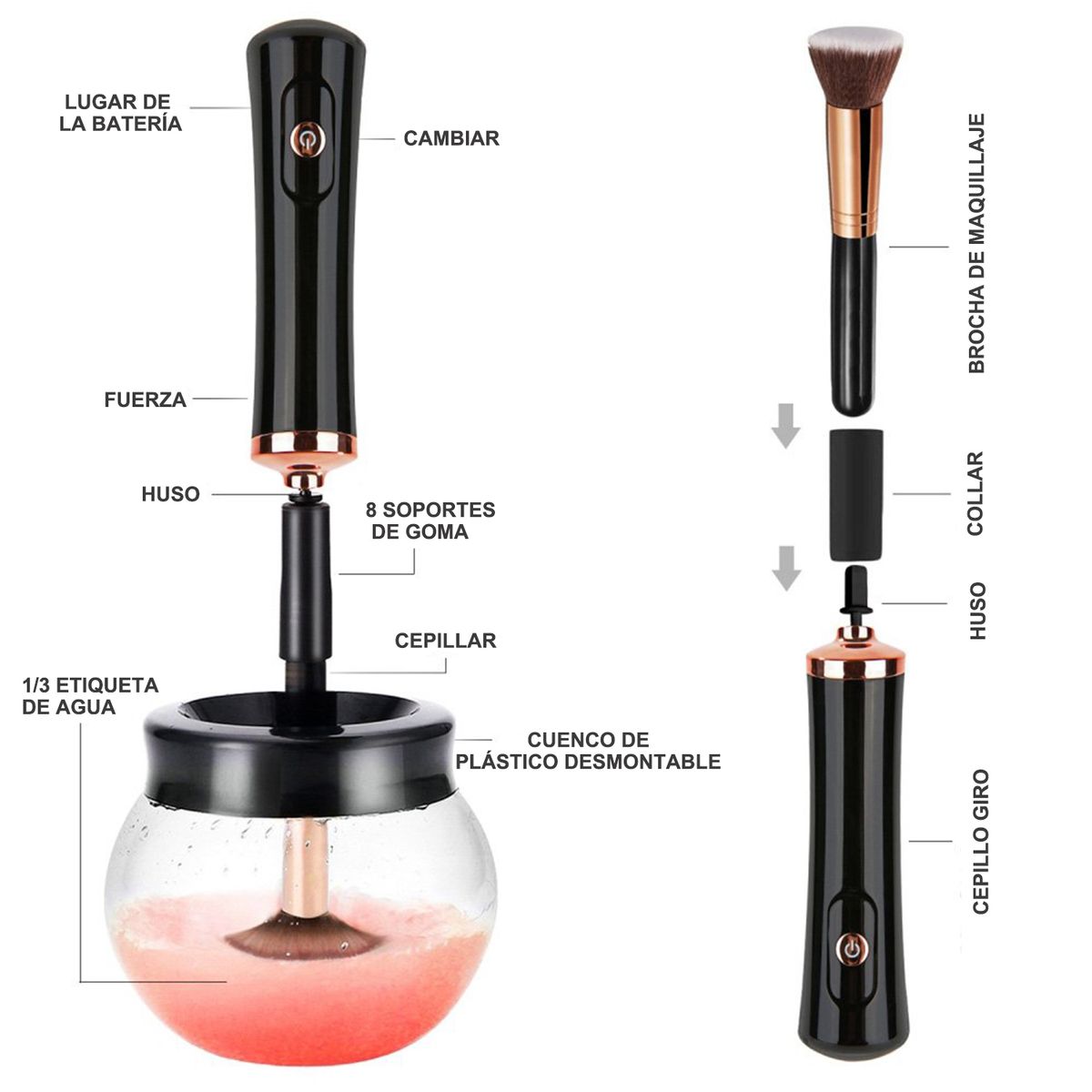 WELDMON - limpiador brochas maquillajelimpiador de brochas automático