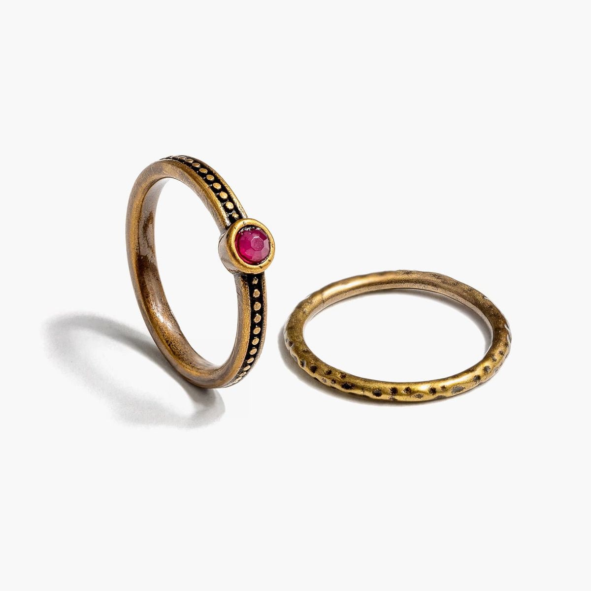 LOUNGE - Set Anillos Mujer Piedra Textura S Dorado